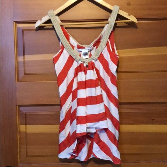 New Diane von Furstenberg silk woven rope neckline candy stripe tank blouse top - Picture 4 of 12